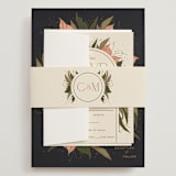 "Elegant Leaves" - Wedding Invitations in Slate by GeekInk Design - Assembled with Belly Band
