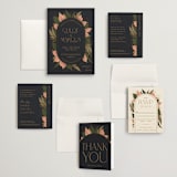 "Elegant Leaves" - Wedding Invitations in Slate by GeekInk Design - Invitation Suite
