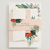 "Tropical Oasis" - Wedding Invitations in Coral by Joanna Griffin - Assembled with Belly Band