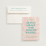 "The Palm" - Wedding Invitations in Flamingo by Pixel and Hank - Invitation with Envelope