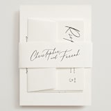 "Beautifully Scripted" - Wedding Invitations in Pearl by Hooray Creative - Assembled with Belly Band