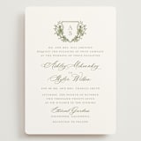 "watercolor flowers crest" - Wedding Invitations in Moss by Cass Loh - Front