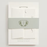 "watercolor flowers crest" - Wedding Invitations in Moss by Cass Loh - Assembled with Belly Band