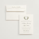 "watercolor flowers crest" - Wedding Invitations in Moss by Cass Loh - Invitation with Envelope