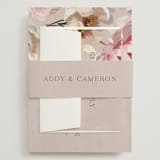 "Chalk Floral" - Wedding Invitations in Dove by Olivia Kanaley Inman - Assembled with Belly Band