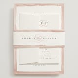 "First Love" - Wedding Invitations in Blush by Pixel and Hank - Assembled with Belly Band