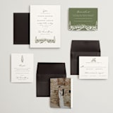 "Vineyard" - Wedding Invitations in Olive by Sarah Brown - Invitation Suite