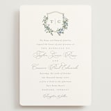 "Foliage Crest" - Wedding Invitations in Sky by Everett Paper Goods - Front