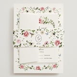 "Ornate" - Wedding Invitations in Peony by Sarah Knight - Assembled with Belly Band