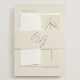 "Scripted Names" - Wedding Invitations in Ecru by Hooray Creative - Assembled with Belly Band