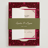 "Victorian Chic" - Wedding Invitations in Garnet by Morgan Kendall - Assembled with Belly Band