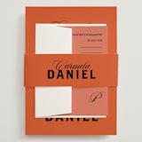 "Bold and Demure" - Wedding Invitations in Amaro by Claire - Assembled with Belly Band