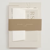 "Left Stack" - Wedding Invitations in Vanilla by Alethea and Ruth - Assembled with Belly Band