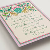 "Whimsical Hand Illustrated Crest" - Wedding Invitations in Peony by Jackie Crawford - Detail
