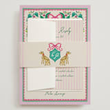 "Whimsical Hand Illustrated Crest" - Wedding Invitations in Peony by Jackie Crawford - Assembled with Belly Band