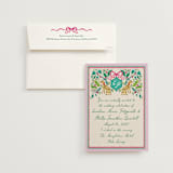 "Whimsical Hand Illustrated Crest" - Wedding Invitations in Peony by Jackie Crawford - Invitation with Envelope