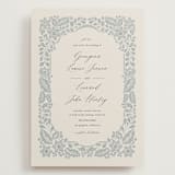 "Embroidered" - Wedding Invitations in Dusty Blue by Jen Owens - Front