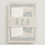 "Embroidered" - Wedding Invitations in Dusty Blue by Jen Owens - Assembled with Belly Band