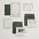 "Embroidered" - Wedding Invitations in Dusty Blue by Jen Owens - Invitation Suite