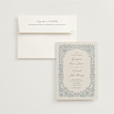 "Embroidered" - Wedding Invitations in Dusty Blue by Jen Owens - Invitation with Envelope
