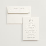 "Simple Crest" - Wedding Invitations in Sage by Kristen Smith - Invitation with Envelope