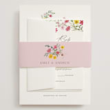 "Wildflower wreath" - Wedding Invitations in Peony by Yaling Hou Suzuki - Assembled with Belly Band