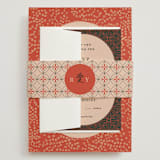 "Japanese Fabric" - Wedding Invitations in Persimmon by Becky Nimoy - Assembled with Belly Band