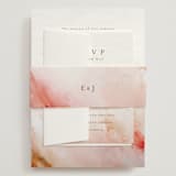 "Delicate brushstrokes" - Wedding Invitations in Blush by Lucrecia Caporale - Assembled with Belly Band