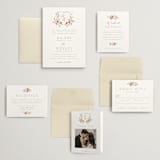 "Roses Crest" - Wedding Invitations in Pomegranate by Everett Paper Goods - Invitation Suite