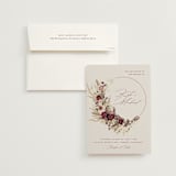 "Dried Floral Wreath" - Wedding Invitations in Cabernet by Erin Deegan - Invitation with Envelope