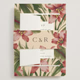 "Tropical Flowers" - Wedding Invitations in Sunrise by Jennifer Holbrook - Assembled with Belly Band