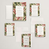 "Tropical Flowers" - Wedding Invitations in Sunrise by Jennifer Holbrook - Invitation Suite