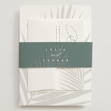 "Faded Palm" - Wedding Invitations in Mist by Lauren Chism - Assembled with Belly Band
