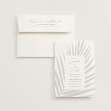"Faded Palm" - Wedding Invitations in Mist by Lauren Chism - Invitation with Envelope