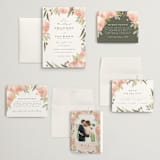 "Peony Wreath" - Wedding Invitations in Peach by Joanna Griffin - Invitation Suite
