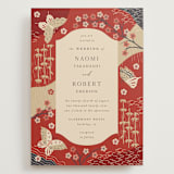 "Japanese Textile" - Wedding Invitations in Rose by Jennifer Holbrook - Front
