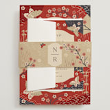 "Japanese Textile" - Wedding Invitations in Rose by Jennifer Holbrook - Assembled with Belly Band