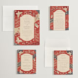 "Japanese Textile" - Wedding Invitations in Rose by Jennifer Holbrook - Invitation Suite
