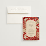 "Japanese Textile" - Wedding Invitations in Rose by Jennifer Holbrook - Invitation with Envelope