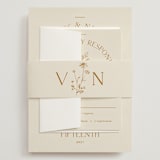 "Floral Type Arch" - Wedding Invitations in Cream by Baumbirdy - Assembled with Belly Band