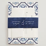 "watercolor azulejo" - Wedding Invitations in Azure by Anastasia Makarova - Assembled with Belly Band