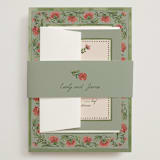 "Wedding Tapestry" - Wedding Invitations in Coral Fern by Chris Griffith - Assembled with Belly Band