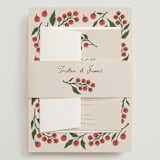"Cherry Tomatoes" - Wedding Invitations in Tomato by Katharine Watson - Assembled with Belly Band