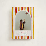 "Grad Stripes" - Graduation Announcements in Rose & Sunflower by Anna Elder - Front