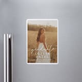"Graduate Script" - Graduation Announcements in Snow by Sarah Curry - Magnet Front