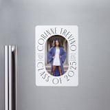 "Well Rounded" - Graduation Announcements in Classic White by Cindy Reynolds - Magnet Front