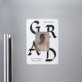 "Calligraphic Ink" - Graduation Announcements in Cotton by Chryssi Tsoupanarias - Magnet Front