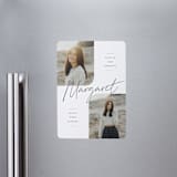 "Rounded Double" - Graduation Announcements in Cotton by Carolyn MacLaren - Magnet Front