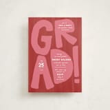 "GRAD!" - Graduation Party Invitations in Ruby by Erin Kessler - Front