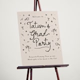 "Illustrated Grad" - Graduation Welcome Signs in Onyx by Ashley Iwafuchi - In Use